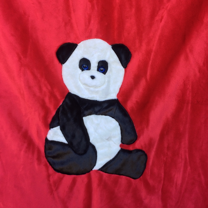 Panda Applique with Short Fur / Plush Doll Applique / Fabric